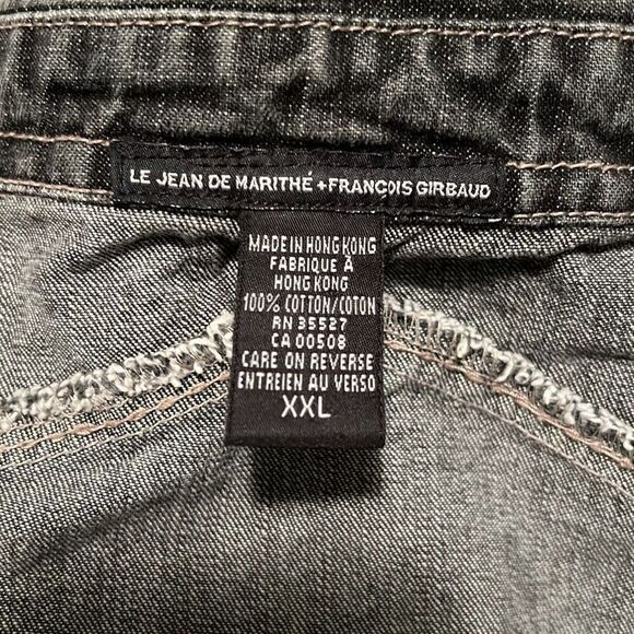 Vintage Marithe Francois Girbaud Men's Black Denim Jean Shirt Jacket Size XXL - Picture 9 of 9